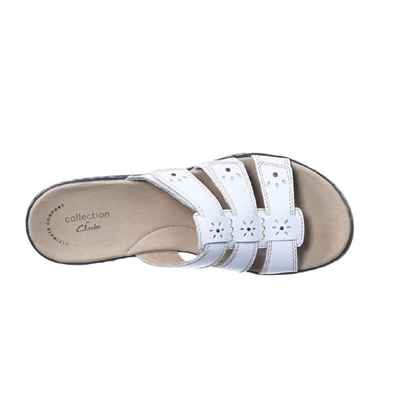 Clarks Leisa Spring Sandals Women's Leather Slides New in Box White 7 1/2 - Picture 2 of 5